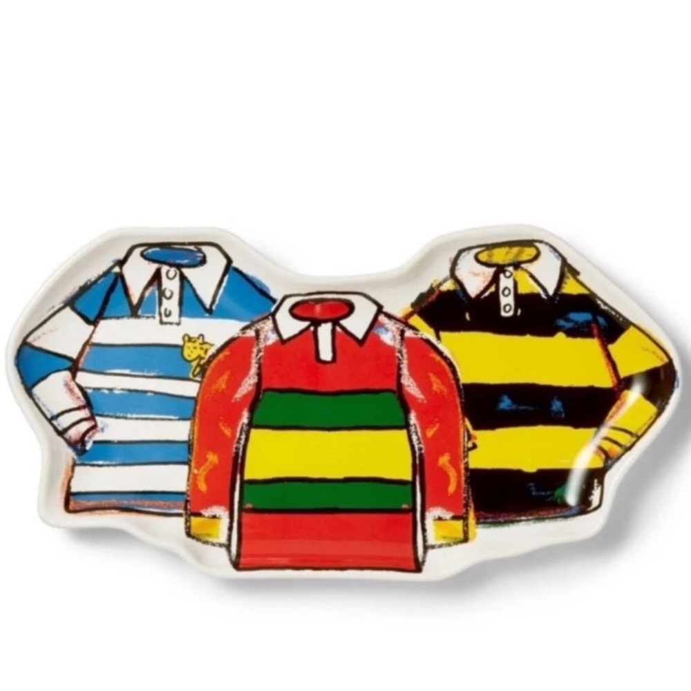 Rowing Blazers LIMITED EDITION Rugby Stripe Shirts Ceramic Stoneware Tray - Picture 2 of 12